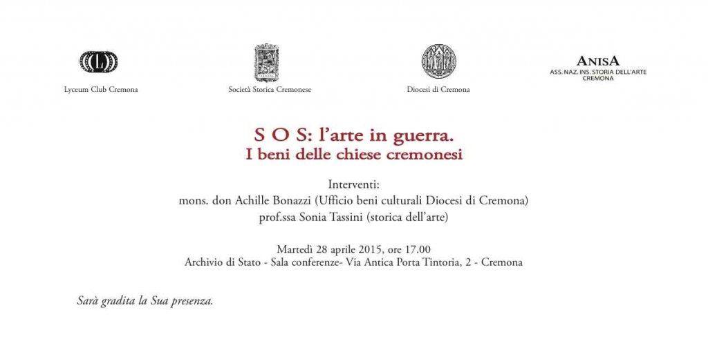 S.O.S: l'arte in guerra. I beni delle chiese cremonesi