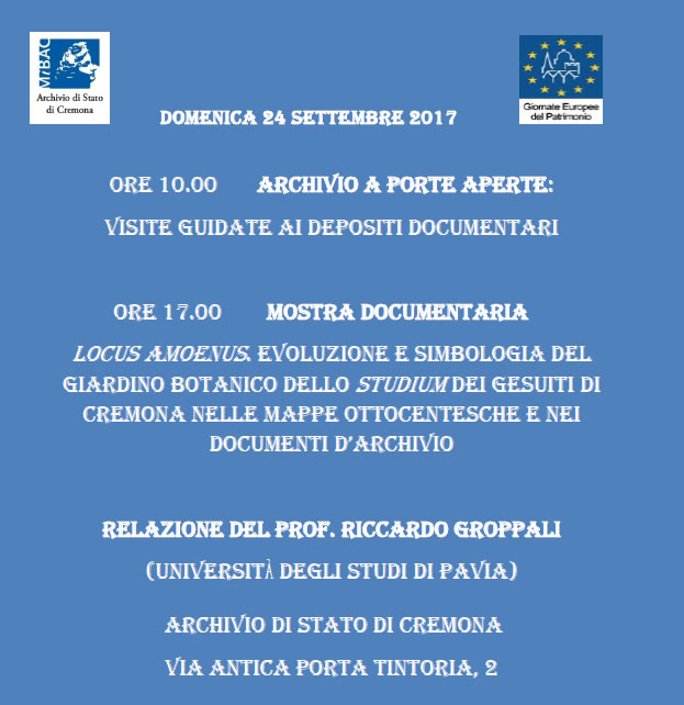 Locus amoenus. Evoluzione e simbologia del giardino botanico dello Studium dei Gesuiti di Cremona nelle mappe ottocentesche e nei documenti d’archivio