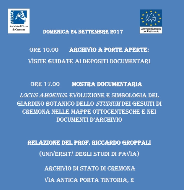 Locus amoenus. Evoluzione e simbologia del giardino botanico dello Studium dei Gesuiti di Cremona nelle mappe ottocentesche e nei documenti d’archivio